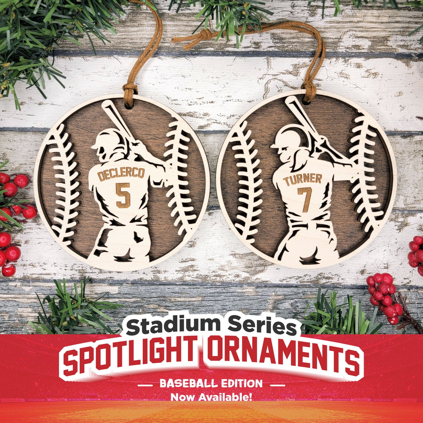 STADIUM SERIES Personalized CHRISTMAS ORNAMENTS - NEW FOR 2024 - BASEBALL