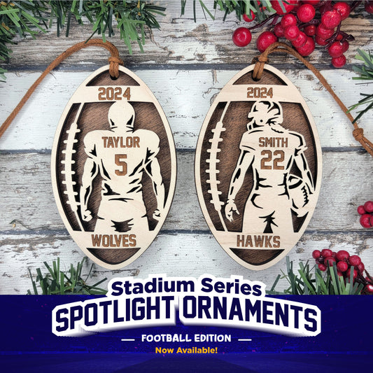 STADIUM SERIES Personalized CHRISTMAS ORNAMENTS - NEW FOR 2024 - FOOTBALL