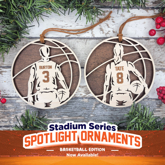 STADIUM SERIES Personalized CHRISTMAS ORNAMENTS - NEW FOR 2024 - BASKETBALL